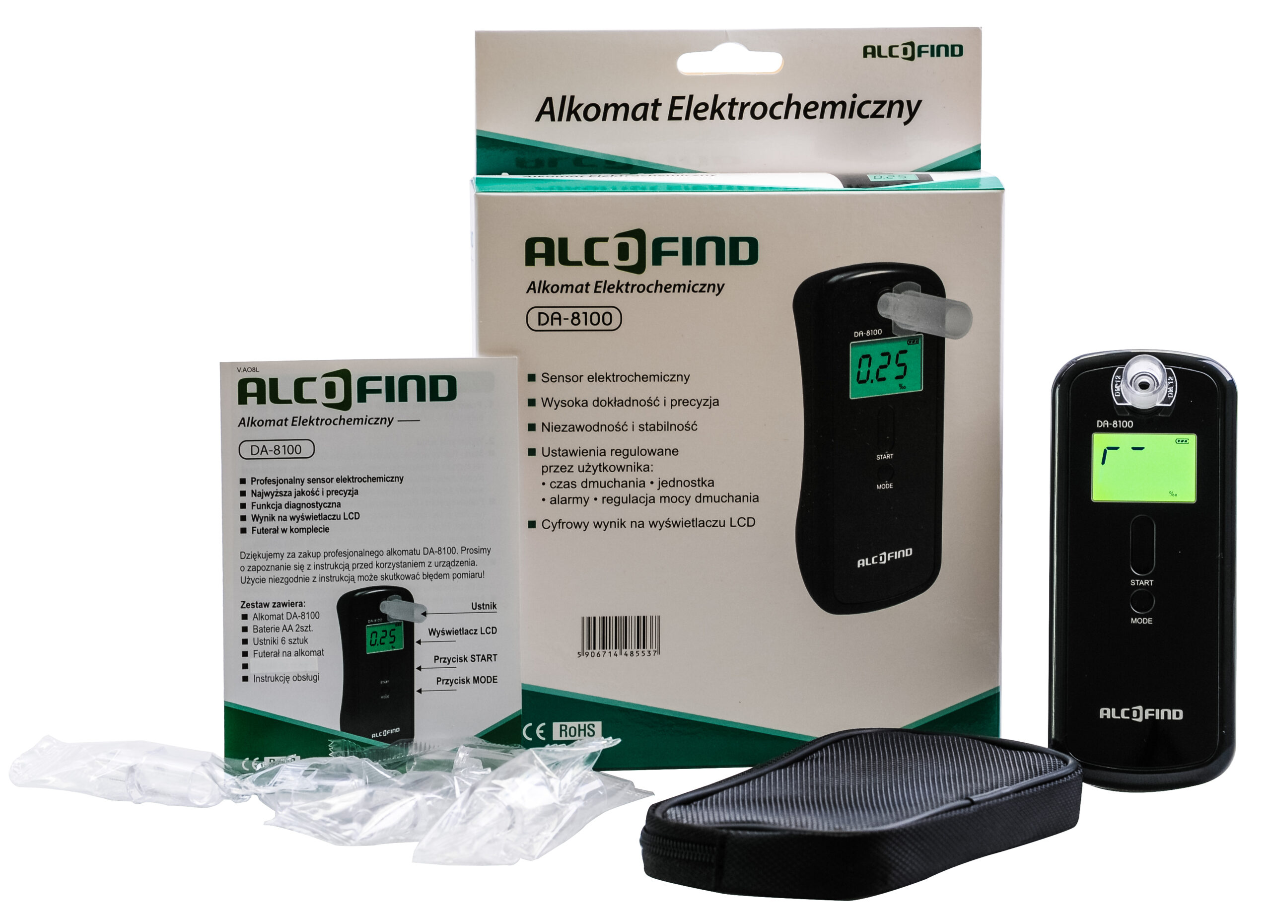 Alkomat marki AlcoFind DA8100 + 10 lat Gwarancji plus nielimitowane kalibracje
